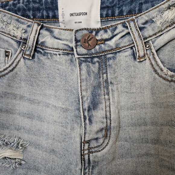 One Teaspoon Jeans Distressed Light Blue denim ripped Neutral Casual Comfy - Picture 3 of 14